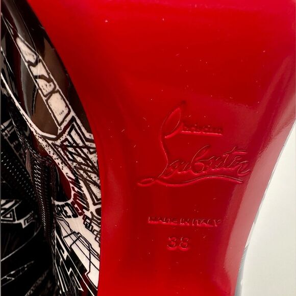 Christian Louboutin So Kate 100 Booty Patent Nicograf Graffiti Booties EU 38 US8 - Picture 10 of 12